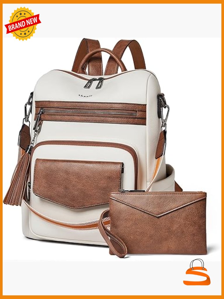 Faux Leather Backpack Purse For Women Travel Convertible Crossbody Shoulder Bag